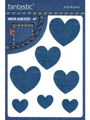 Nzm Store Ütü ile Yapışan Kot Arma Patch Kot Yaması, Denim, Jeans Onarım & Dekoratif Amaçlı Kalp (Indigo)