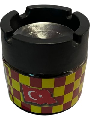 Nzm Store Bybars Cam Küllük Sarı Kırmızı Desenli Kolay Temizlenir Kokusuz Küllük