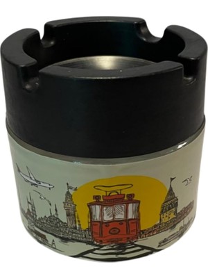Nzm Store Bybars Cam Küllük Istanbul Istiklal Desenli Kolay Temizlenir Kokusuz Küllük