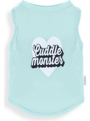 Nzm Store Pamuklu Cuddle Monster Yazılı Köpek ve Kedi Tişört (Su Yeşili, Small)