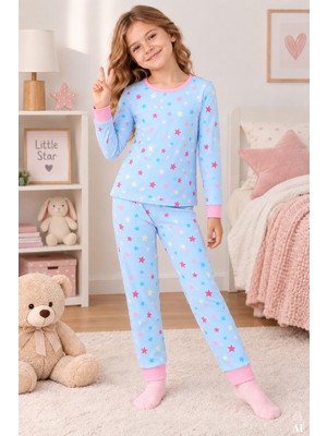 Koza İç Giyim Kız Çocuk Pamuklu Baskılı Örme Regular Alt-Üst Pijama Takımı