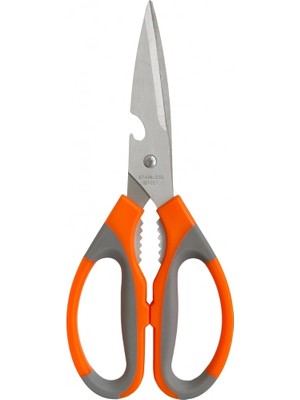 Mutfak Makası – Paslanmaz Çelik Çok Amaçlı, Ergonomik Saplı, 23 cm Dayanıklı Kesme Makası (Turuncu-Gri)