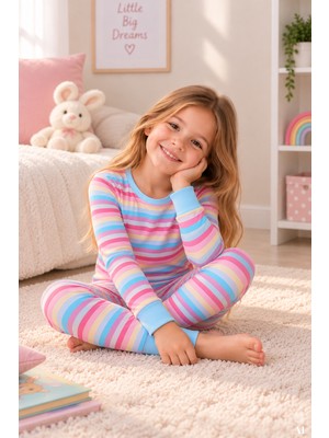 Koza İç Giyim Kız Çocuk Pamuklu Baskılı Örme Regular Alt-Üst Pijama Takımı
