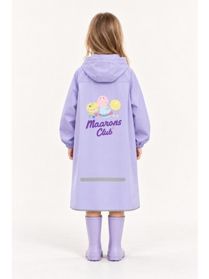 Masho Trend Unisex Çocuk Yağmurluğu Siperlikli Kapüşon Uzun Boy Su Geçirmez Okul Yağmurluk