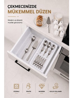 Sas Haus Çekmece Içi Kaşıklık Organizer Bölmeli Mutfak Düzenleyici Beyaz S-11030