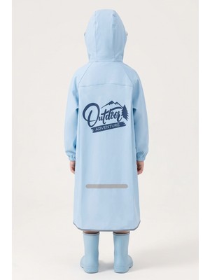 Masho Trend Unisex Çocuk Yağmurluğu Siperlikli Kapüşon Uzun Boy Su Geçirmez Okul Yağmurluk