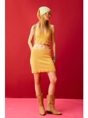 DeFacto Coool Slim Fit Dar Kesim Kroşe Mini Etek D3583AX24HS