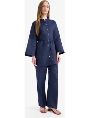 DeFacto Straight Fit Düz Paça Keten Pantolon D4388AX25SM