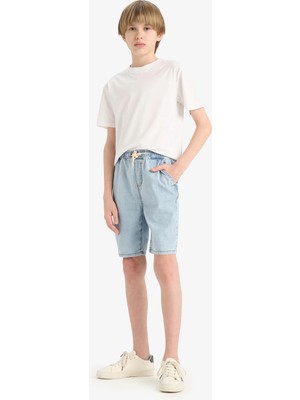 DeFacto %100 Pamuk Beli Lastikli Jean Şort Erkek Çocuk B5764A825SM