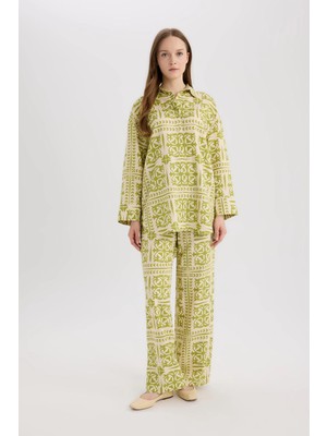 DeFacto Wide Leg Geniş Paça Keten Karışımlı Pantolon D8188AX25SP
