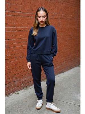 DeFacto Regular Fit 2'li Takım Sweatshirt Beli Lastikli Jogger Eşofman Altı D8022AXNS