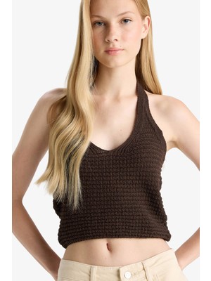DeFacto Slim Fit Dar Kesim Halter Yaka Triko Atlet F8367AX25HS