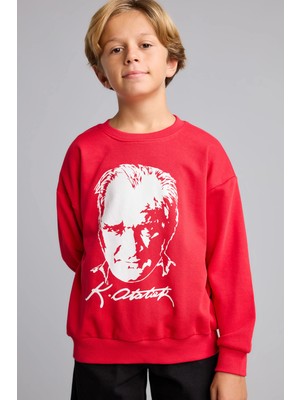 DeFacto Atatürk Baskılı Bisiklet Yaka Sweatshirt Erkek Çocuk I6566A826WN