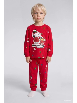 DeFacto %100 Pamuk Snoopy Lisanslı Baskılı 2'li Pijama Takımı Erkek Bebek I2370A526WN