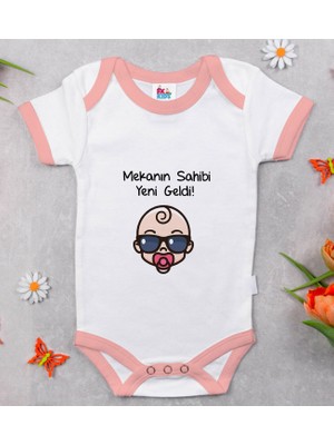 BK Gift Bk Kids Mekanın Sahibi Yeni Geldi Tasarımlı Pembe Bebek Body Zıbın-1 9-12 Ay