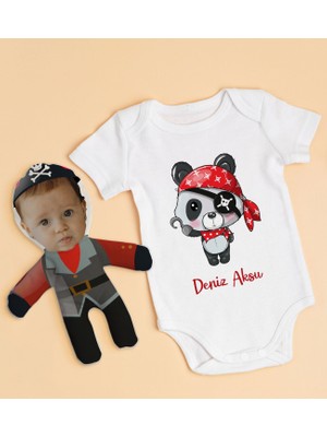 BK Gift Bk Kids Kişiye Özel Fotoğraflı Bebek Yastık ve Bebek Body Zıbın Hediye Seti - Model 31 12-18 Ay