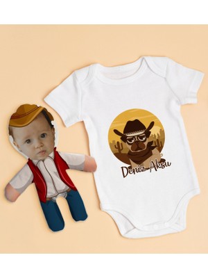BK Gift Bk Kids Kişiye Özel Fotoğraflı Bebek Yastık ve Bebek Body Zıbın Hediye Seti - Model 41 3-6 Ay