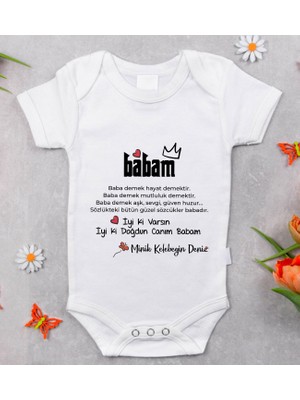 BK Gift Bk Kids Isimli Iyi Ki Doğdun Canım Babam Tasarımlı Bebek Body Zıbın - Model 1 12-18 Ay