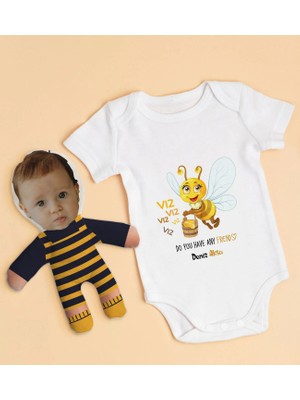 BK Gift Bk Kids Kişiye Özel Fotoğraflı Bebek Yastık ve Bebek Body Zıbın Hediye Seti - Model 30 0-3 Ay