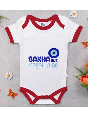 BK Gift Bk Kids Maşallah De Tasarımlı Kırmızı Bebek Body Zıbın-1 9-12 Ay