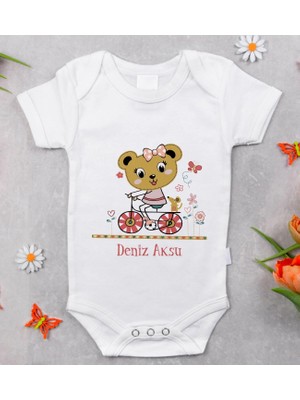 BK Gift Bk Kids Isimli Sevimli Ayı Tasarımlı Bebek Body Zıbın - Model 2 9-12 Ay