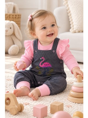 Baby Hola Kız Bebek Çocuk Flamingo Salopet Badi Takım 23388