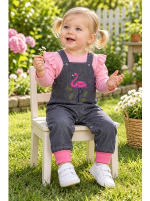Baby Hola Kız Bebek Çocuk Flamingo Salopet Badi Takım 23388