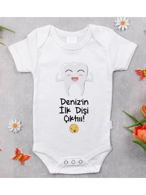 BK Gift Bk Kids Isimli Ilk Diş Tasarımlı Bebek Body Zıbın - Model 1 12-18 Ay