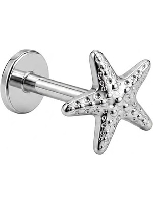 Titanyum Piercing Deniz Yıldızı Forward Helix Kulak Labret Burun Flat Conch Tragus Piercing Gümüş Rengi
