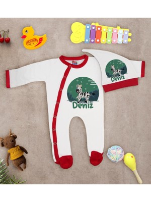 BK Gift Bk Kids Kişiye Özel Bebek Kıyafeti, Bebek Giyim Hediyesi, Tulum Zıbın ve Kukuletalı Şapka Seti-18 9-12 Ay