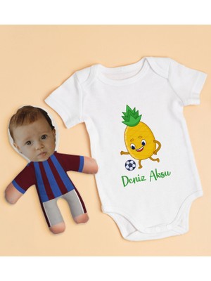 BK Gift Bk Kids Kişiye Özel Fotoğraflı Bebek Yastık ve Bebek Body Zıbın Hediye Seti - Model 5.3 9-12 Ay