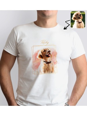 Bk Gift Kişiye Özel Evcil Hayvan Tasarımlı Erkek Beyaz Tişört-5, Sevgiliye Hediye, Arkadaşa Hediye, Trend T-Shirt Large
