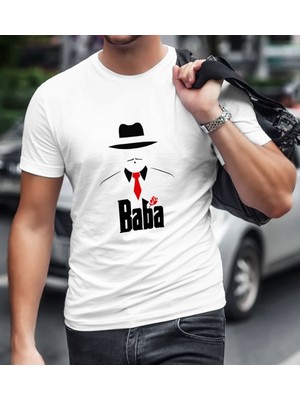 BK Gift Bk Home Godfather Baba Tasarımlı Beyaz T-Shirt-17