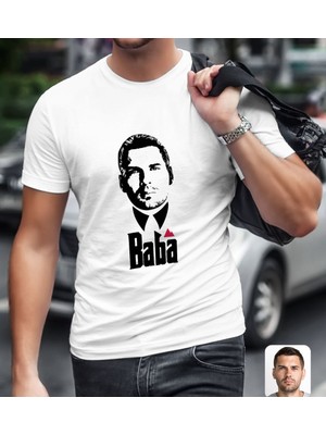 BK Gift Kişiye Özel Godfather Baba Tasarımlı Beyaz T-Shirt-13
