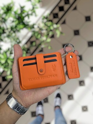 Visso Leather Visso 8600 Hakiki Deri Çıtçıtlı Akordeon Kartlık Kimlik ve Kağıt Para Bölmeli Kişiye Isme Özel Bay Bayan Model ve Anahtarlık Kırmızı Renk