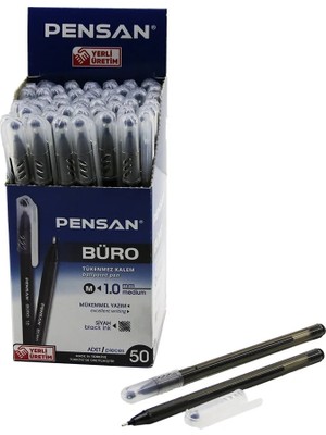 Ps 50 Adet Pensan Büro Siyah Tükenmez Kalem M-Medium - 1.0mm Uç