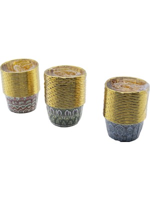 Str Store Gold Folyo Muffin Kağıt Kapsül Yuvarlak Kalın (Ağız Çap: 6.5cm, Derinlik: 3.5cm)