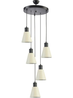 Modavize Trend Modern Tasarım Metal Cafe Mutfak Salon Krem Renk 5 Li Avize