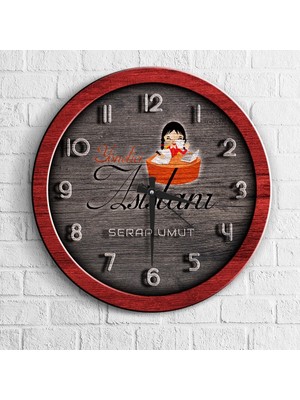 BK Gift Kişiye Özel Mesleki Yönetici Asistanı Ahşap Duvar Saati - 1