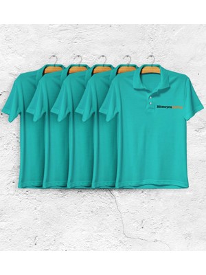 BK Gift Firmalar Için 10 Adet 1. Kalite Logo Baskılı Turkuaz Polo Yaka Tişört