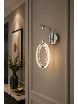 Modavize Diamond Modern Tasarım Krom Renk Gün Işığı - Ledli Banyo - Mutfak - Salon Ledli Duvar Aplik