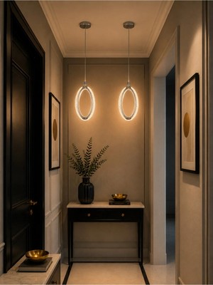 Modavize Diamond Modern Tasarım 2 Adet Krom 3 Renk (Sarı Günışığı ve Beyaz) - Ledli Banyo - Mutfak - Salon Ledli Sarkıt