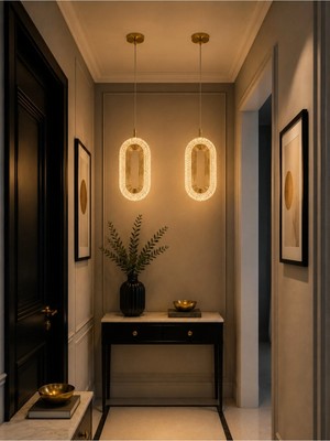 Modavize Eleni Modern Tasarım 2 Adet Gold 3 Renk (Sarı Günışığı ve Beyaz) - Ledli Banyo - Mutfak - Salon Ledli Sarkıt