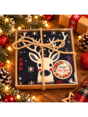 Feemels Kutulu Yılbaşı Hediyesi - Unisex Noel Çorabı - Kutulu Hediye Çorap
