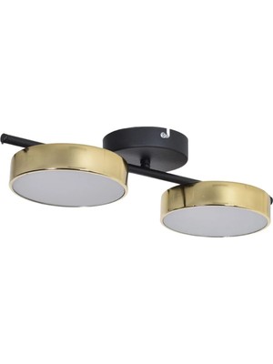 Modavize Tual Modern Salon Yatak Odası Giyinme Odası Mutfak Beyaz Işık Ledli Parlak Gold 2 Li LED Avize