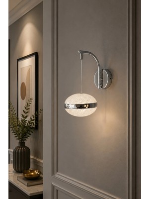 Modavize Yonca Modern Tasarım Krom Renk Gün Işığı - Ledli Banyo - Mutfak - Salon Ledli Duvar Aplik