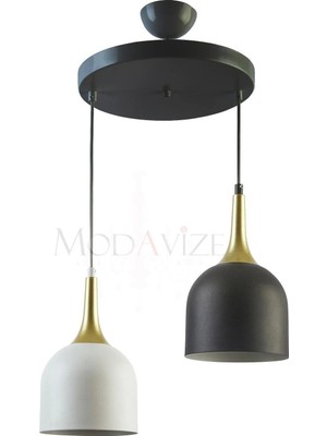 Modavize Reına Modern Salon - Mutfak - Cafe Tasarım Metal Başlık Tekli Ikili Üçlü Sıralı Avize