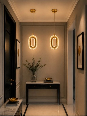 Modavize Merlin Modern Tasarım 2 Adet Gold 3 Renk (Sarı Günışığı ve Beyaz) - Ledli Banyo - Mutfak - Salon Ledli Sarkıt