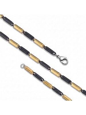 Zaa Düz Kibrit Erkek Çelik Kolye 3mm 55CM Üç Renkli Çok Renkli