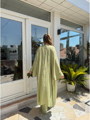 Siyah Uzun Alt Üst Kimono Takım